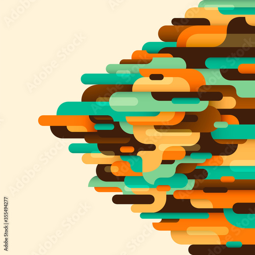 Retro abstract design with composition made of various rounded shapes in color. Vector illustration.