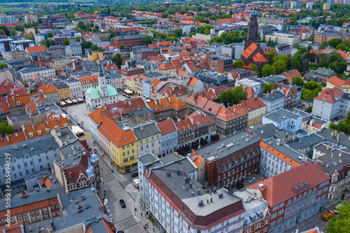 Aerial view of old town of Gliwice. Silesia, Poland.