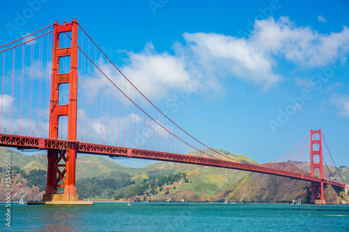 Fototapeta Naklejka Na Ścianę i Meble -  A view of Golden Gate Bridge From Crissy Field East Beach view point, San Francisco, California, USA