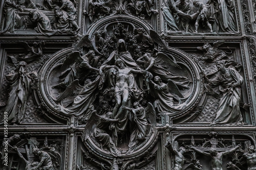 door details of Duomo of Milan, Italy. Cathedral