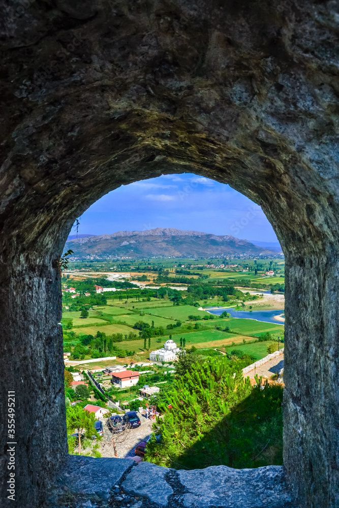 A view from Rozafa Castle in Shkodra, Albania