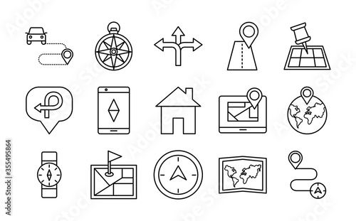 bundle of area and locations set icons