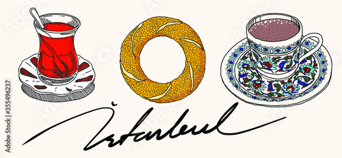 Vector set of Istanbul.