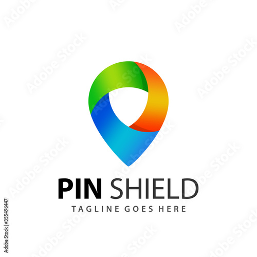 Free Download Abstract Pin Shield Pointer Logo Design Vector Illustration Template - GFXLoad