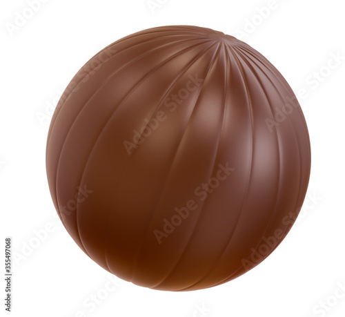ball praline chocolate isolated on white background. 3d illustration. Clipping path