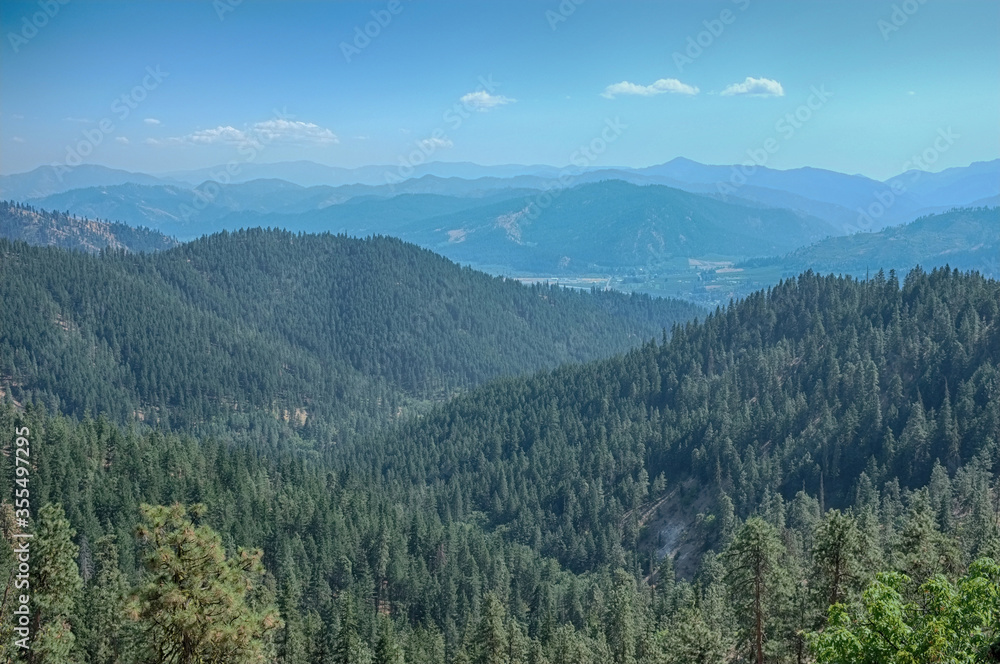 Mountain valley, forest hills landscape, Wenatchee, Washington, USA