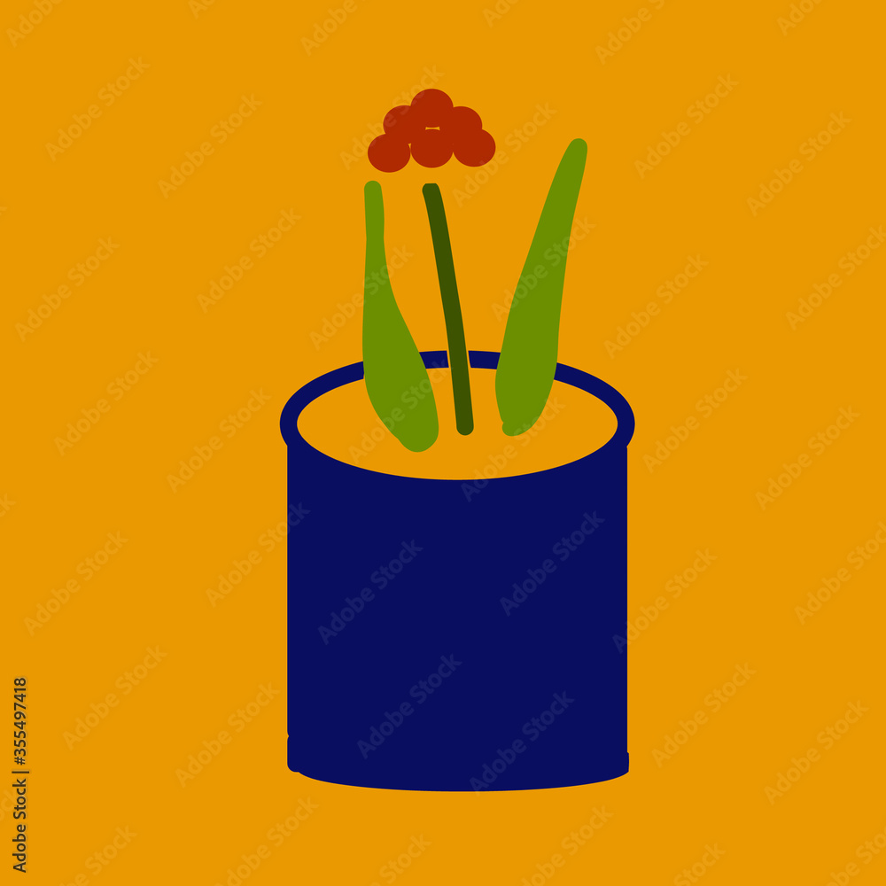 vector illustration of a house plant with red flower vector illustration of a house plant with red flower