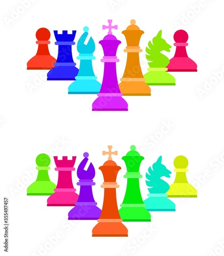 vector colorful chess piece set for logo design