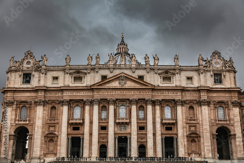 St. Peter's basilica with dark sky