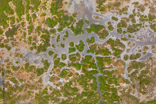 Aerial view of a marsh