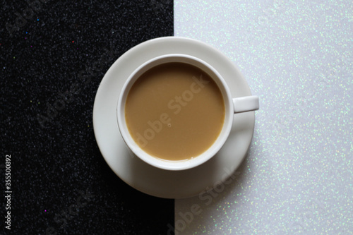 Coffee cup, modern background, selective focus