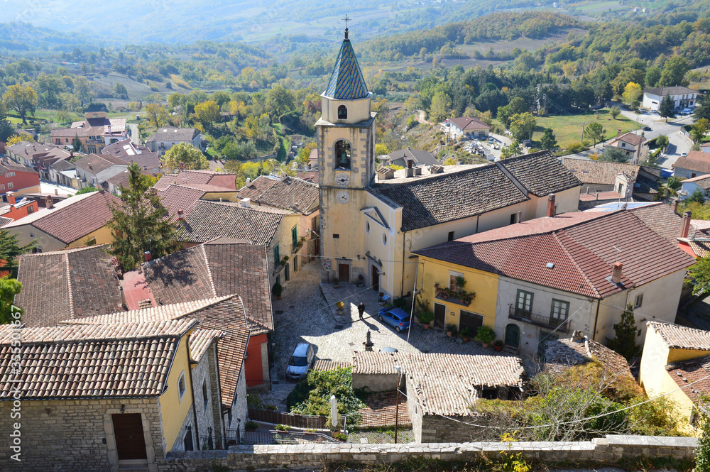 Panoramic view of San Marco dei Cavoti, an old town in the province of Benevento, Italy.