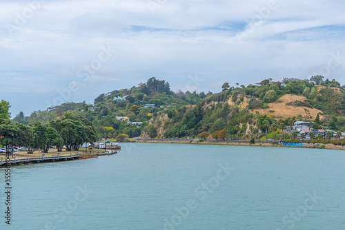 Whanganui river passing through Whanganui town at New Zealand photo