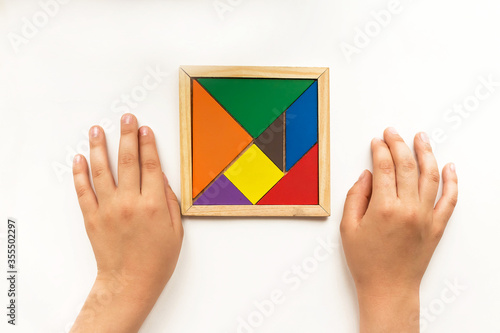 Home schooling of the child. A puzzle for the development of logical thinking.  Online training, distance learning.