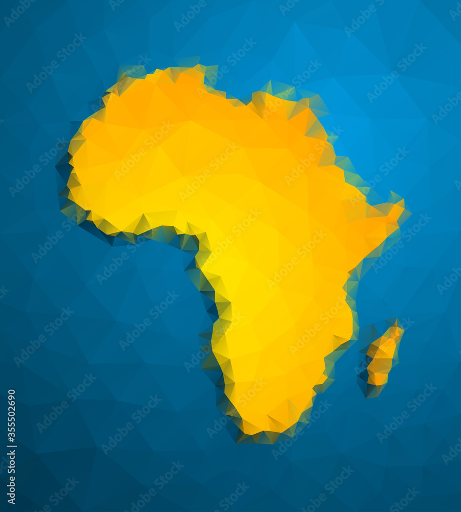 Image of a Triangulation yellow African continent. Illustration