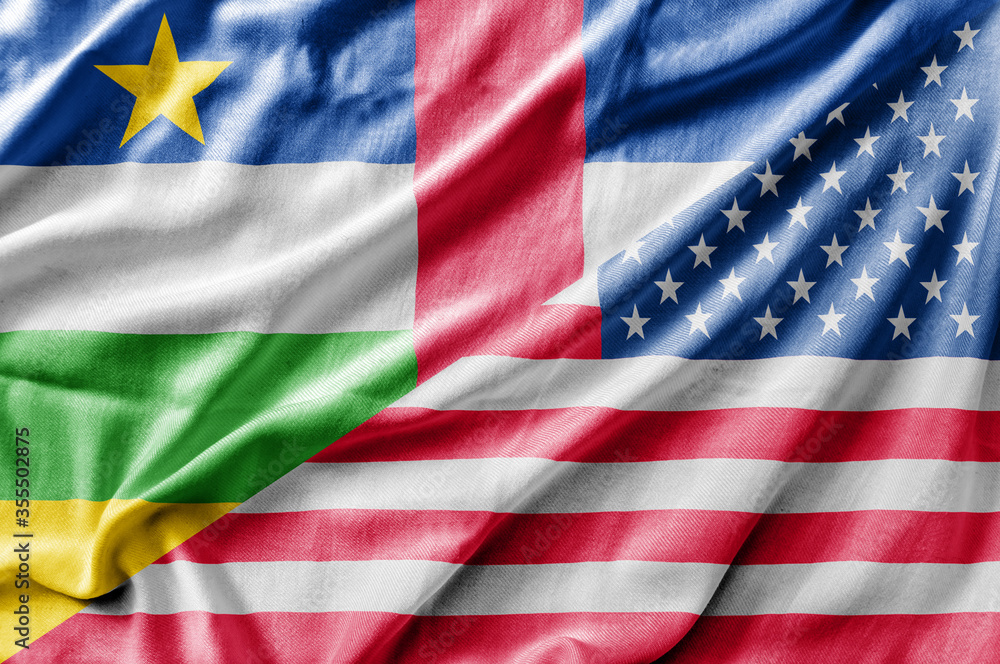 Mixed USA and Central African Republic flag, three dimensional render Mixed USA and Central African Republic flag, three dimensional render