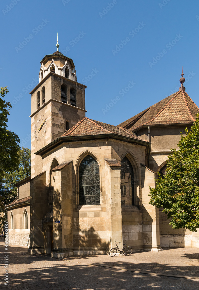 The gothic Madeleine Church in Geneva