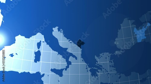 Wallpaper Mural Montenegro. Map. Zooming into Montenegro on the globe. Torontodigital.ca