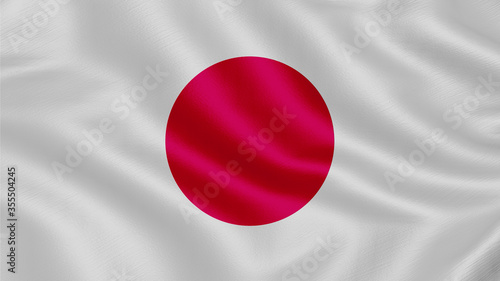 Free Download Flag of Japan. Realistic waving flag 3D render illustration with highly detailed fabric texture. - GFXLoad