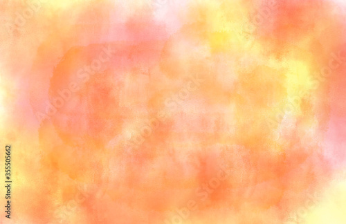 Colorful abstract watercolor background in red, orange and yellow splashes. Computer generated image.