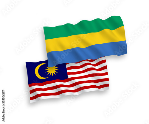 Flags of Gabon and Malaysia on a white background