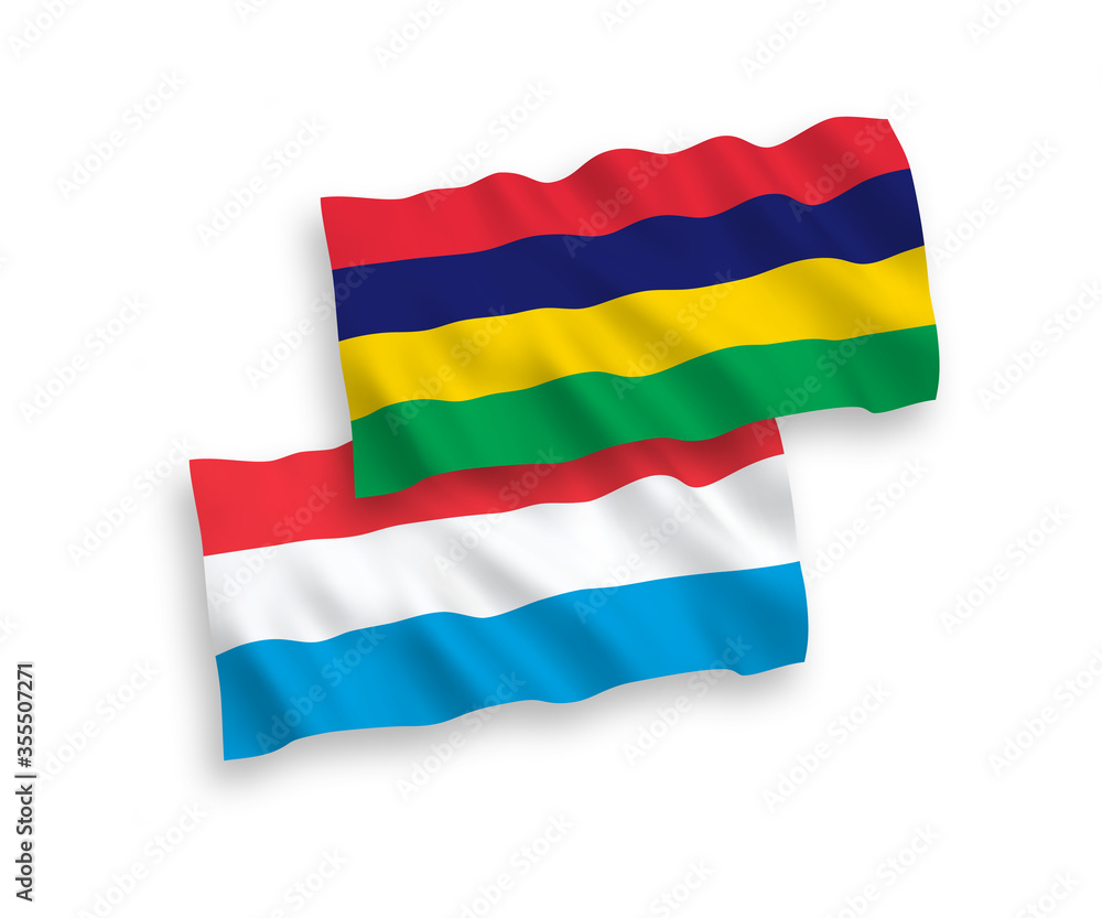Fototapeta premium Flags of Mauritius and Luxembourg on a white background