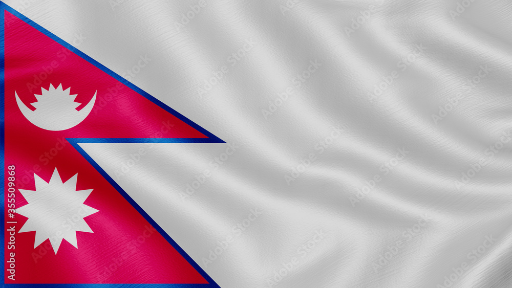 Flag of Nepal. Realistic waving flag 3D render illustration with highly detailed fabric texture. Flag of Nepal. Realistic waving flag 3D render illustration with highly detailed fabric texture.