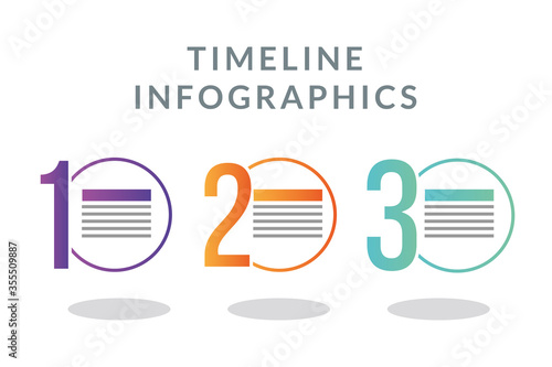 Timeline infographics colored circles with lines vector design