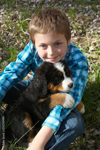 Boy and puppy
