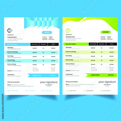 Professional modern business invoice template Premium Vector
