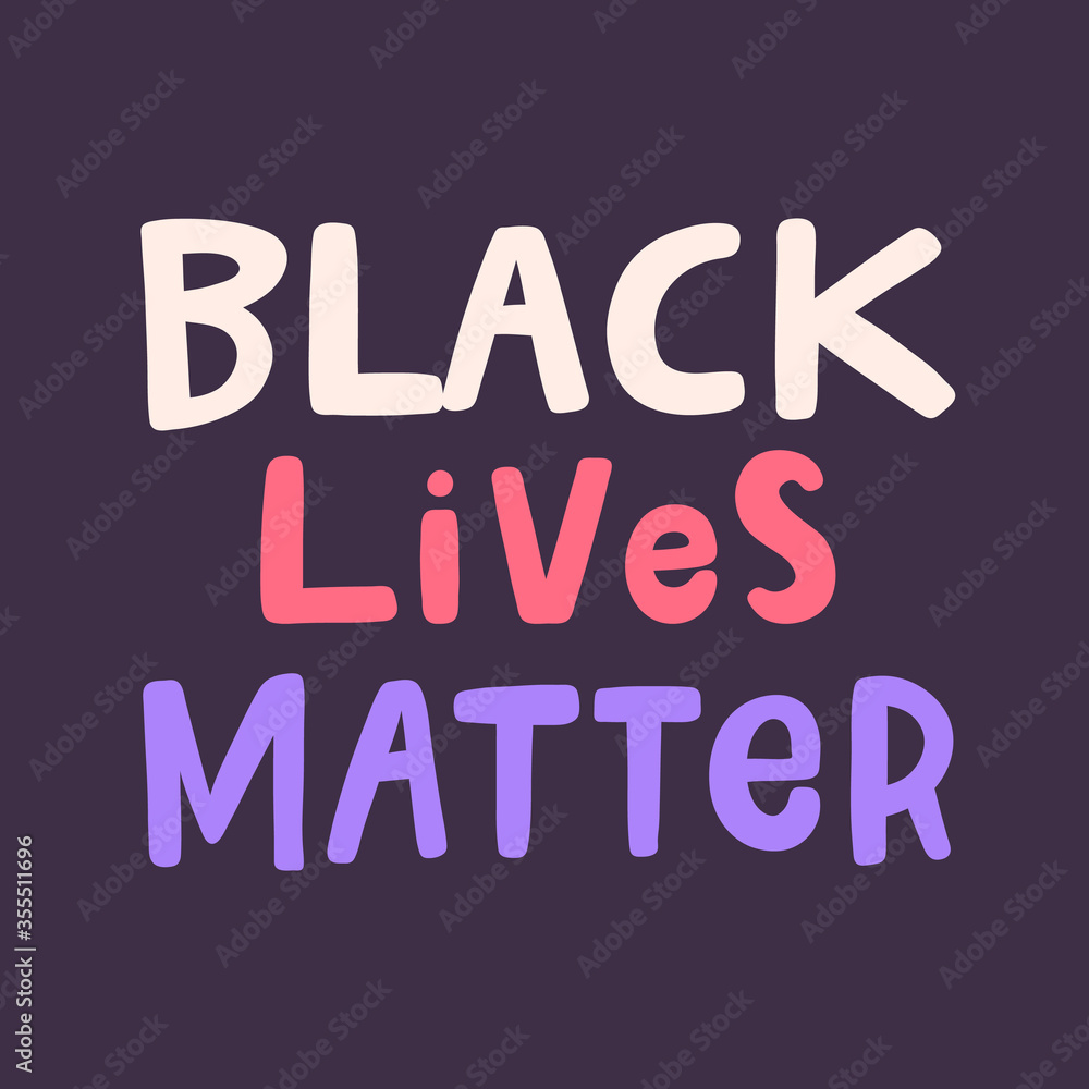 BLM. Black lives matter 2020 sticker. Social media content post banner anti racism. 