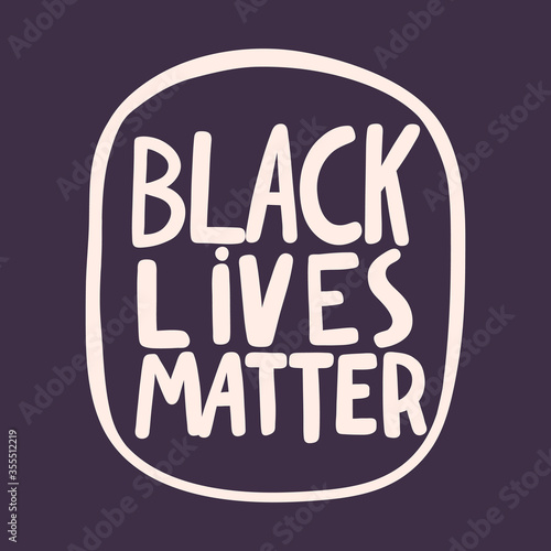 BLM. Black lives matter 2020 sticker. Social media content post banner anti racism. 