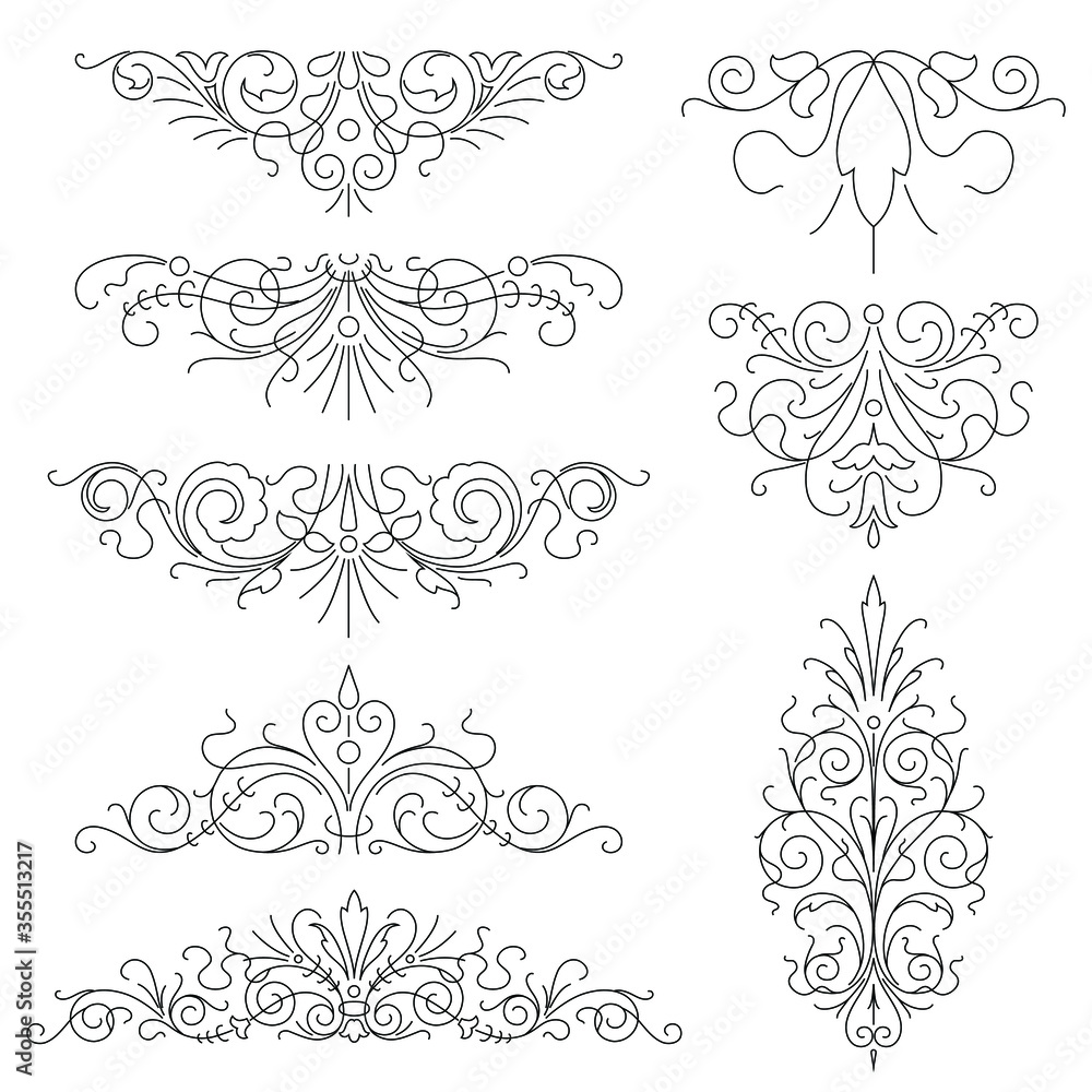 Vector set of calligraphic design elements Vector set of calligraphic design elements