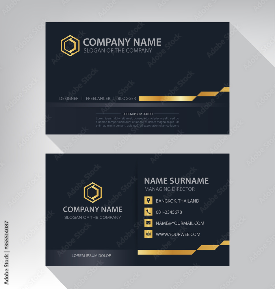 Luxury and modern vector business card template design black and gold color Luxury and modern vector business card template design black and gold color