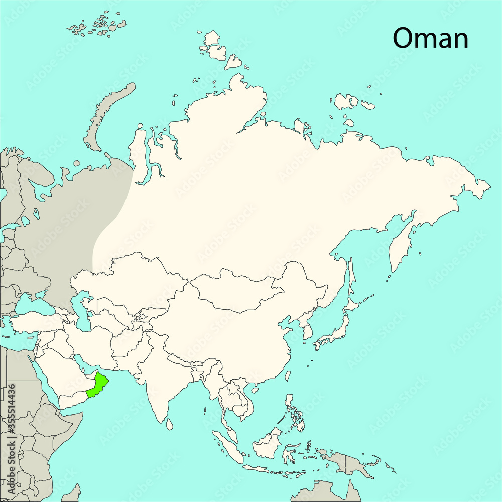 oman map, asia continent, vector illustration