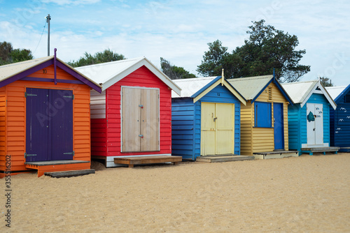 Brighton Bathing Boxes are located at Brighton Beach in Melbourne, Australia. It is one of the most photographed spots in Melbourne. © sabrina