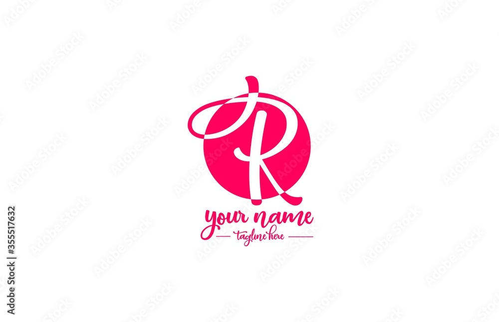 R Lettering Logo Insidde Rounded Shape R Lettering Logo Insidde Rounded Shape