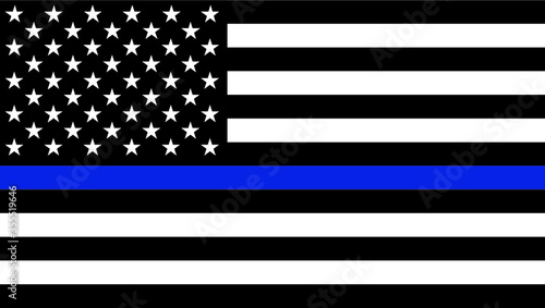 black and white flag, blue lives matter, Police Support Flag Illustration