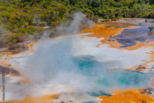 Artist's palette silica terrace at Orakei Korako at New Zealand photo