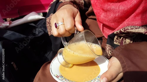 Traditional Pakistani Cup of Tea with saucer.