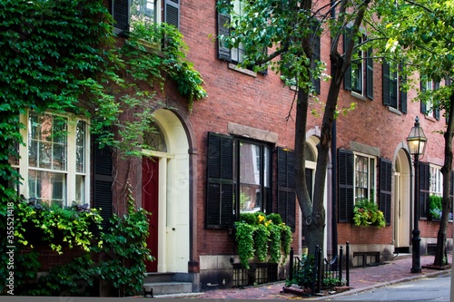 Historic brownstone house in Beacon Hill, Boston, Massachusetts