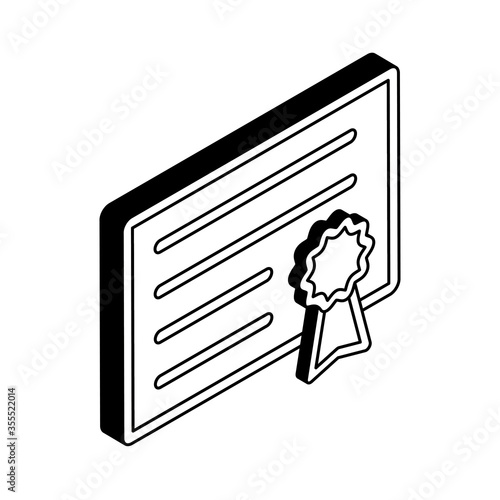 Graduation diplom isometric line style icon vector design