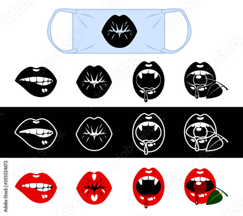 Set of funny mouth for medical masks