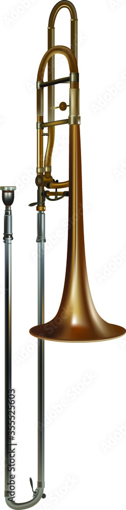 wind musical instrument. trombone on a white background. Vector graphics wind musical instrument. trombone on a white background. Vector graphics