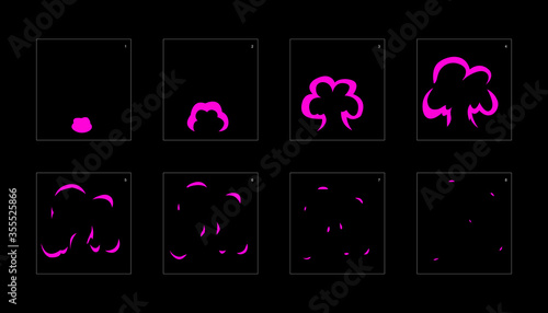Poison explosion effect. Explosion Animation effect. Animation Sprite sheet for games, cartoon or animation. vector style animation effect 1096.