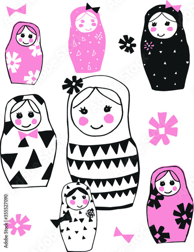Russian doll cute illustration