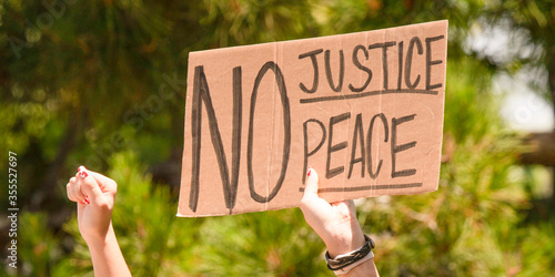 Demonstration in Temecula, California on June 3, 2020 to protest the killings of many African Americans by police  photo