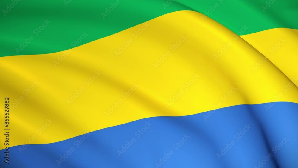 Gabon National Flag - 4K seamless loop animation of the Gabonese flag. Highly detailed realistic 3D rendering Gabon National Flag - 4K seamless loop animation of the Gabonese flag. Highly detailed realistic 3D rendering