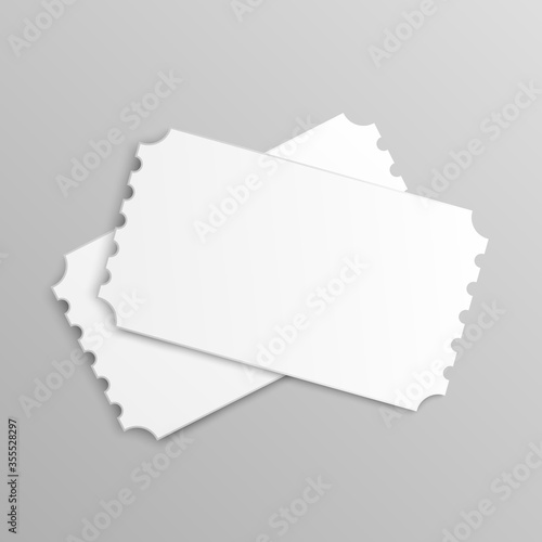 Mockup of paper blank tickets coupon realistic vector illustration isolated.
