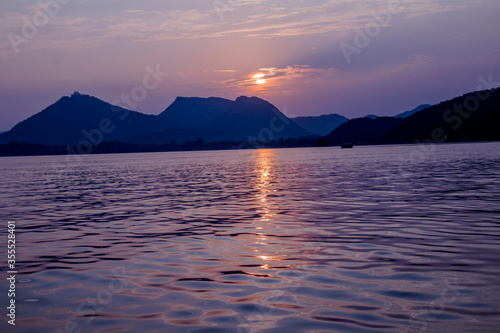 Fateh Sagar lake during Sunset